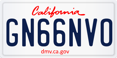 CA license plate GN66NVO