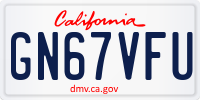 CA license plate GN67VFU