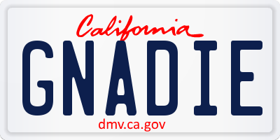 CA license plate GNADIE