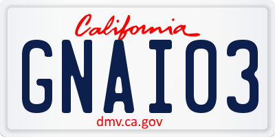 CA license plate GNAI03