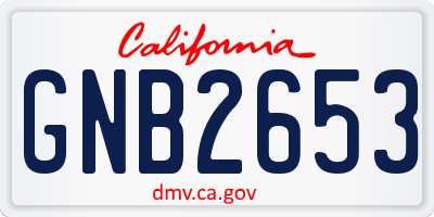 CA license plate GNB2653