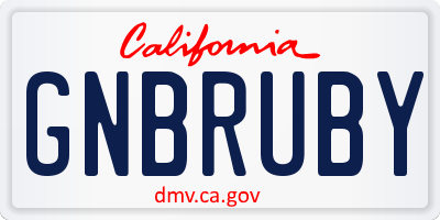 CA license plate GNBRUBY