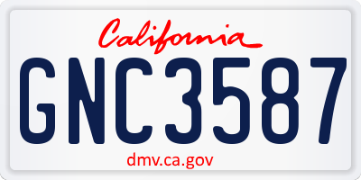 CA license plate GNC3587