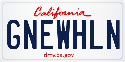 CA license plate GNEWHLN