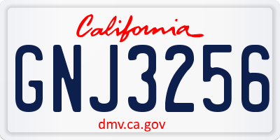 CA license plate GNJ3256