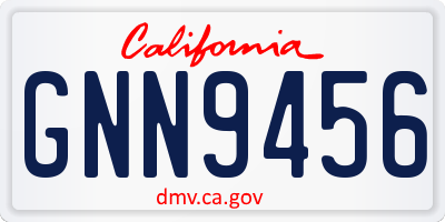 CA license plate GNN9456