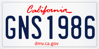 CA license plate GNS1986