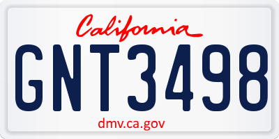 CA license plate GNT3498