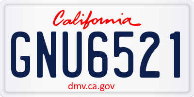 CA license plate GNU6521