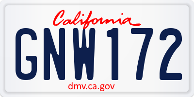 CA license plate GNW172