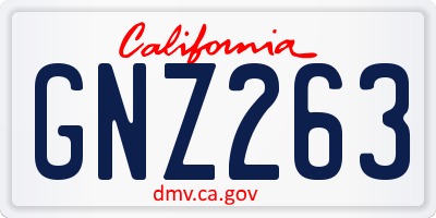 CA license plate GNZ263