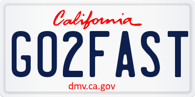 CA license plate GO2FAST