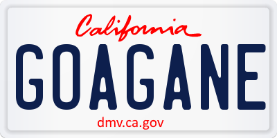 CA license plate GOAGANE