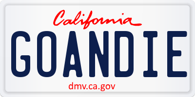 CA license plate GOANDIE