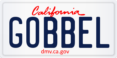 CA license plate GOBBEL