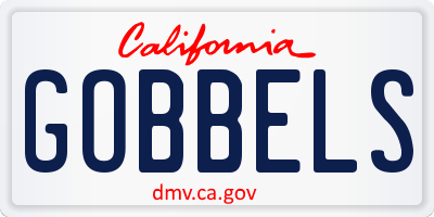 CA license plate GOBBELS