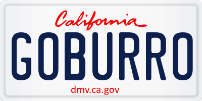 CA license plate GOBURRO