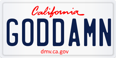 CA license plate GODDAMN