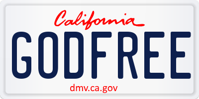 CA license plate GODFREE