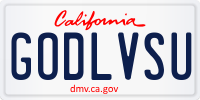 CA license plate GODLVSU