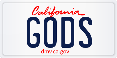 CA license plate GODS