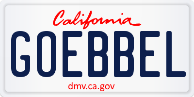 CA license plate GOEBBEL