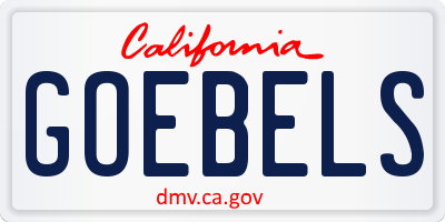 CA license plate GOEBELS