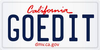 CA license plate GOEDIT