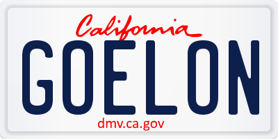 CA license plate GOELON