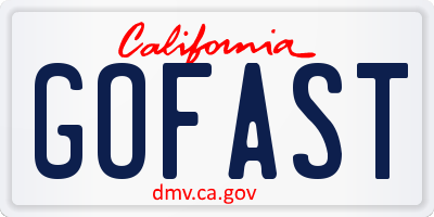 CA license plate GOFAST