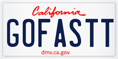 CA license plate GOFASTT