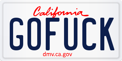 CA license plate GOFUCK