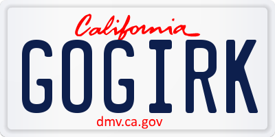 CA license plate GOGIRK