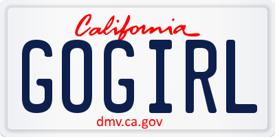 CA license plate GOGIRL