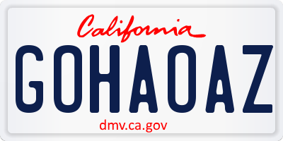 CA license plate GOHAOAZ