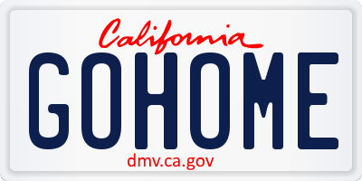 CA license plate GOHOME