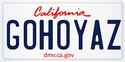 CA license plate GOHOYAZ