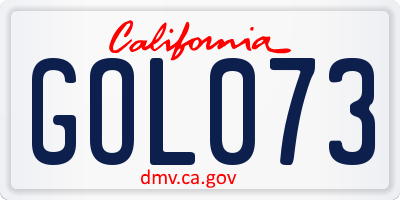 CA license plate GOL073