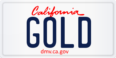 CA license plate GOLD