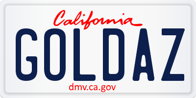 CA license plate GOLDAZ