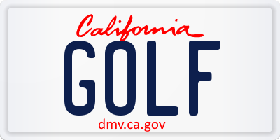 CA license plate GOLF