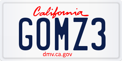 CA license plate GOMZ3