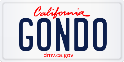 CA license plate GONDO