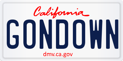 CA license plate GONDOWN