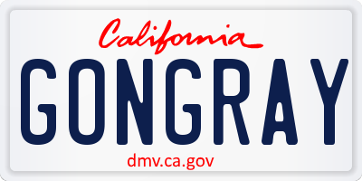 CA license plate GONGRAY