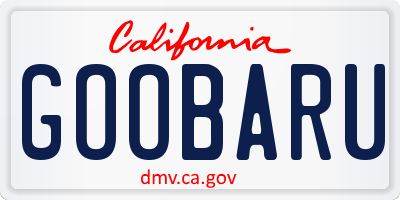 CA license plate GOOBARU