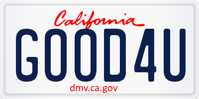 CA license plate GOOD4U