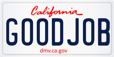 CA license plate GOODJOB