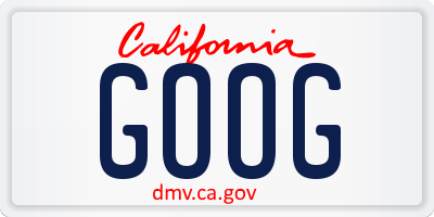 CA license plate GOOG