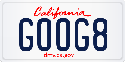 CA license plate GOOG8